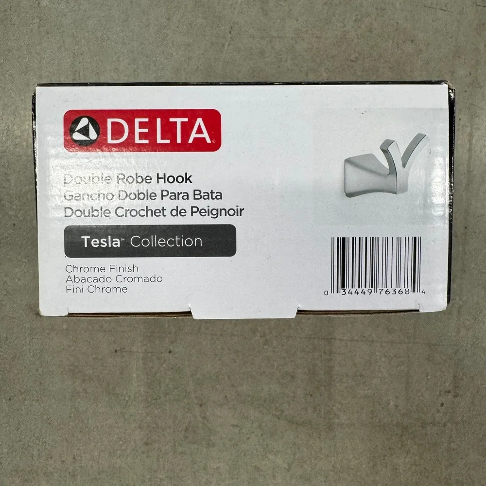 Delta Tesla Double Robe Hook Chrome‎ Wall Mount Bathroom Accessory 75235 NEW